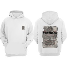 The Wert Unisex Trıtoon Co Tasarım Ön Arka Baskılı Normal Kalıp Beyaz Sweatshirt