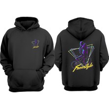 The Wert Unisex Bike Freestyle Tasarım Ön Arka Baskılı Normal Kalıp Siyah Sweatshirt