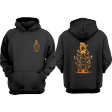 The Wert Unisex Goku Power Tasarım Ön Arka Baskılı Normal Kalıp Siyah Sweatshirt