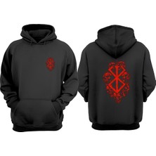 The Wert Unisex 7 Kurukafa Tasarım Ön Arka Baskılı Normal Kalıp Siyah Sweatshirt