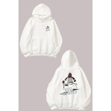 The Wert Unisex The God Of Thunder Tasarım Ön Arka Baskılı Normal Kalıp Beyaz Sweatshirt