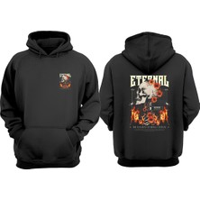 The Wert Unisex Eternal Kuru Kafa Tasarım Ön Arka Baskılı Normal Kalıp Siyah Sweatshirt