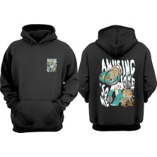 The Wert Amusıng Joke So Me Tasarım Ön Arka Baskılı Normal Kalıp Siyah Sweatshirt