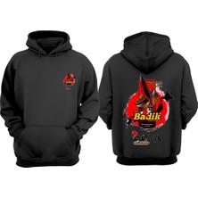 The Wert Bandık Gowa Tasarım Ön Arka Baskılı Normal Kalıp Siyah Sweatshirt