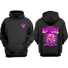 The Wert Unisex The Balance Nature Tasarım Ön Arka Baskılı Normal Kalıp Siyah Sweatshirt