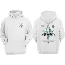 The Wert Unisex Genetic Tasarım Ön Arka Baskılı Normal Kalıp Beyaz Sweatshirt