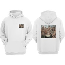 The Wert Unisex Gangsters, Seung Eun Kim Tasarım Ön Arka Baskılı Normal Kalıp Beyaz Sweatshirt