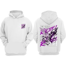 The Wert Unisex Rebel Angle Tasarım Ön Arka Baskılı Normal Kalıp Beyaz Sweatshirt