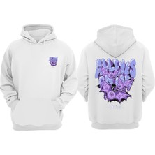 The Wert Unisex All Eyes On Use Tasarım Ön Arka Baskılı Normal Kalıp Beyaz Sweatshirt