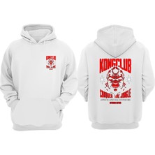 The Wert Unisex Dark King Kong Tasarım Ön Arka Baskılı Normal Kalıp Beyaz Sweatshirt