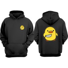 The Wert Unisex Bıcaklı Civciv Tasarım Ön Arka Baskılı Normal Kalıp Siyah Sweatshirt