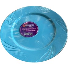 Omeyva Kullan At Parti Davet Sunum Servis Plastik Sert Mika Tabak - 26 Cm. - Turkuaz - 6 Adetlik Paket