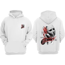 The Wert Abstract Graphic Tasarım Ön Arka Baskılı Normal Kalıp Beyaz Sweatshirt