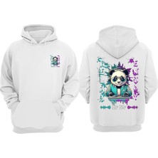 The Wert Hip Hop Relax Enjoy Tasarım Ön Arka Baskılı Normal Kalıp Beyaz Sweatshirt
