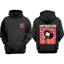 The Wert Unforgıven Tasarım Ön Arka Baskılı Normal Kalıp Siyah Sweatshirt