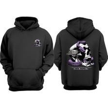 The Wert Socially Tasarım Ön Arka Baskılı Normal Kalıp Siyah Sweatshirt