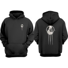 The Wert Wolverine Bıcak Tasarım Ön Arka Baskılı Normal Kalıp Siyah Sweatshirt