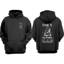 The Wert Enjoy The Morning Tasarım Ön Arka Baskılı Normal Kalıp Siyah Sweatshirt
