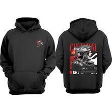 The Wert New Cultural Tasarım Ön Arka Baskılı Normal Kalıp Siyah Sweatshirt