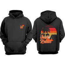 The Wert Günbatımı Tasarım Ön Arka Baskılı Normal Kalıp Siyah Sweatshirt