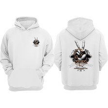 The Wert Gilded Illusion Tasarım Ön Arka Baskılı Normal Kalıp Beyaz Sweatshirt