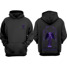 The Wert Bad Rules Kanatlı Mor Kadın Tasarım Ön Arka Baskılı Normal Kalıp Siyah Sweatshirt