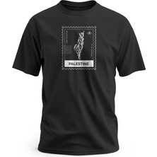 Zaytoon Tişört, Kısa Kollu Unisex Filistin Posta Pulu Tasarımlı Dijital Baskılı Rahat T-Shirt