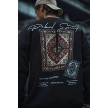 Janes Uzun Kol Bisiklet Yaka Baskılı Sweatshirt - Siyah