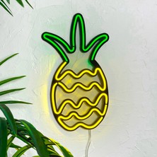 Tol Camp Ananas Neon Duvar Süsü | Modern ve Şık Metal Üzerine Neon Işık Duvar Sanatı (Tabelası), 25 cm x 45 cm