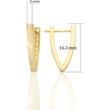 Shiny Spectra 14 Ayar Altın V Hoop Sade Minimalist Küpe D018 Sarı Renk