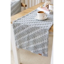 Hamur Punch  Yıkanabilir  Sofra, Masa, Salon, Mutfak ve Sehpa Masa Runner Zigzag Gri
