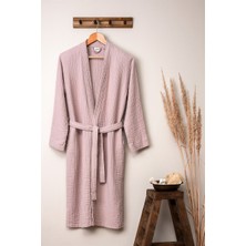 Pudra Renkli Denizli Concept Kimono Müslin Bornoz 2XL %100 Pamuklu Yumuşak Dokulu