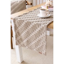 Hamur Punch  Yıkanabilir  Sofra, Masa, Salon, Mutfak ve Sehpa Masa Runner Zigzag Natural