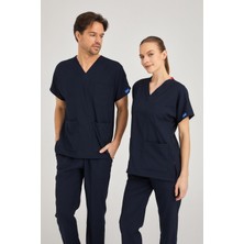 Pozitif Üniforma Lacivert Likralı Hemşire Forması Alt Üst Cerrahi Takım Scrubs Üniforma Cerrahi Forma
