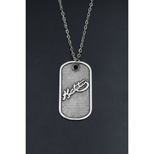 Kemal Atatürk İmzalı Künye  Gümüş Kaplama Unisex Düz Zincir Kolye kod 825