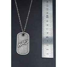 Kemal Atatürk İmzalı Künye  Gümüş Kaplama Unisex Düz Zincir Kolye kod 825