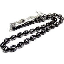 Tesbih Rüyası Erzurum Oltu Taşı Tesbih Oval Kesim Gümüş Pramit Tasarım