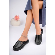 Bulutmod BA04130 Siyah Taşlı Kadın Önü Kapalı Günlük Sabo Engin Topuklu Terlik