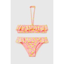 K U_meyve Desenli Boyundan Bağlamalı Bikini Takımı