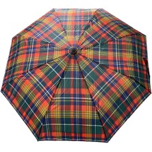Kırmızı Ekose Desenli Tam Otomatik Kdın Şemsiye 709854