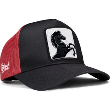 BlackBörk V1 Trucker At - 4 Kod Logolu Unisex Siyah-Kırmızı Şapka