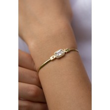 ÇGK KUYUMCULUK 14 Ayar  Baget Taşlı Balıksırtı Altın Bileklik 14BLK0049