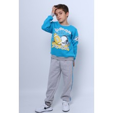 HÇM Erkek Çocuk 3 Iplik Eşofman Takımı Baskılı Ribanalı D45