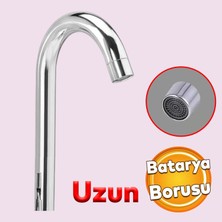 Badem10 Lavabo Mutfak Musluk Batarya Kuğu Metal Lüks Uzun Evye Borusu Krom Su 360° Dönen Kaliteli Dayanıklı
