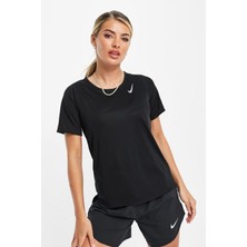Nike Running Dri Fit Race Signlet T-Shirt Black Reflektörlü Kadın Koşu Tişörtü Siyah