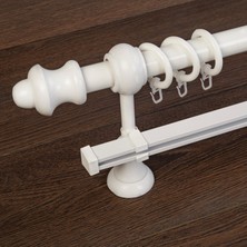 Wenthi Beyaz ahşap rustik tek raylı perde askısı