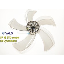 Sern Vals SF 16 STD Modele Uyumlu Vantilatör Pervanesi 16inç 5 Kanat 38Cm Füme Renk PLS