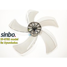 Sern Sinbo Sf 6785 Modele Uyumlu Vantilatör Pervanesi 16INÇ 5 Kanat 38CM Füme Renk Pls