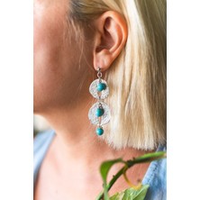 İz Jewel 3'lü Turkuaz Taşlı Halka Küpe