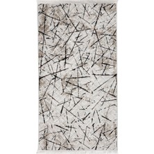 Diji Dekor Halı Vizon  Karo Yıkanabilir Saçaklı Kesme Ince Yolluk Kilim Salon Halısı Modelleri